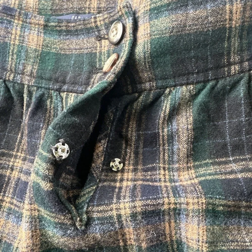 Gap Vintage Women's 12 Y2K Black Wool Pleated Plaid Mini Skirt Preppy Academia